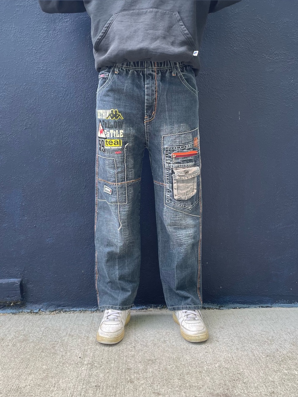 Patchwork streetwear jeans size 26”-28”